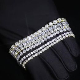 14K Gold Plated Hip-hop Tide Men's Women Tennis Bracelet Zircon-microencased 3mm 4mm 5mm Bracelets 7ich 8inch Length Whos205x