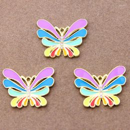 Charms WZNB 10Pcs Enamel Butterfly Crystal Moth Alloy Pendant For Jewelry Making Diy Earring Necklace Accessories Wholesale