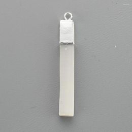 Pendant Necklaces Silver Plated Natural White Selenite Long Bar Reiki Healing Crystal Charm For Jewellery Making DIY Necklace Drop