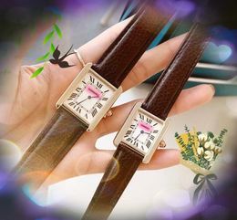 Luxury square roman dial watches men and women Imported Quartz Movement rose gold silver case genuine leather belt super bright popular fashion gold bracelet watch