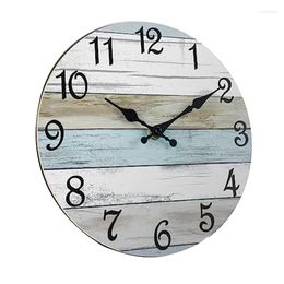 Wall Clocks Clock Bathroom Rustic Battery Operated Silent Non Ticking Wooden Coastal-Each Home Decor