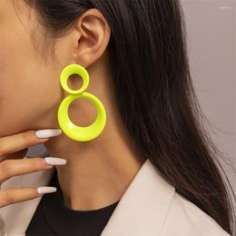 Dangle Earrings 2023 Wave Summer Girls Colorful Retro Hong Kong-style Exaggerated Large Circle Pendant Wholesale