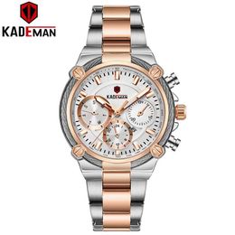 836 NEW Arrived Kademan Ladies Watches Unique Design Dress Women Wristwatch 3TAM Full Steel Quartz Watch Fashion Casual251U