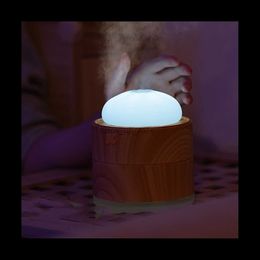 Humidifiers 400Ml Air Humidifier Mini Household Small Steamer Bun Humidifier USB Humidifier LED Night Lamp Wood Grain YQ230927