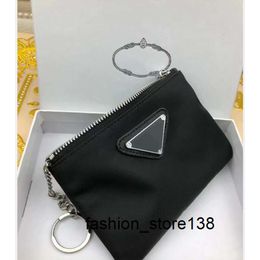 Keychains Lanyards Luxury Designer key chain Nylon Canvas pouch Men Women Mini Wallets Keychains Black Zip pocket purse Lover Keychains Card holders Keyring Fashio