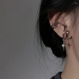 Backs Earrings Y2K Gothic Rhinestone Cross Ear Clip Without Hole Kpop Zircon Drop Earring For Women Grunge Egirl Jewellery