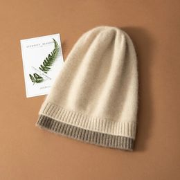 BeanieSkull Caps Winter Hats Women 100% Goat Cashmere Knitted Headgears Female Soft Warm Beanies Hat Fashion Causal Outdoor Hedging Cap 230927