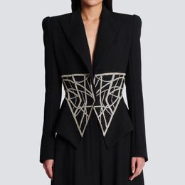 Women's Suits 2023 Spring Autumn Fashion Heavy Industry Beaded Diamond Inlaid Waist Slimming High-end Quality Suit Jacket Blazer