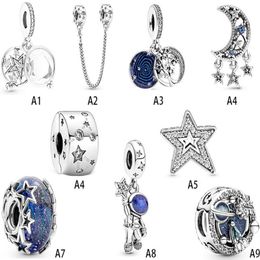 New Arrival 925 Sterling Silver new starry sky galaxy astronaut star glass beads DIY Fit Original European Charm Bracelet Fashion 317E