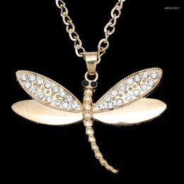 Pendant Necklaces 2023 Long Rhinestone Dragonfly Necklace Gold Silver Chain Women Men Jewelry Accessories Animal Nkem71