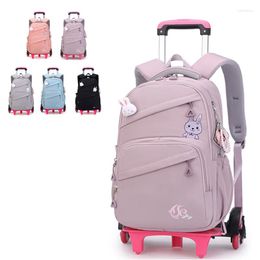 School Bags Wheeled Backpack For Girls Bag With Wheels Trolley Rolling Student Travel Kids