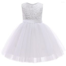 Girl Dresses Children's Wedding Dress Summer Lace Sleeveless Round Neck Birthday Performance Princess Sh