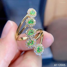 Cluster Rings KJJEAXCMY Fine Jewelry 925 Sterling Silver Inlaid Natural Tsavorite Female Ring Beautiful Support Detection