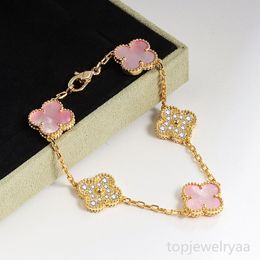 Bracelet Designer Christmas Gift Jewellery Accessories Ladies stylish beautiful four-leaf clover Mother-of-Pearl bracelet 19 cm long