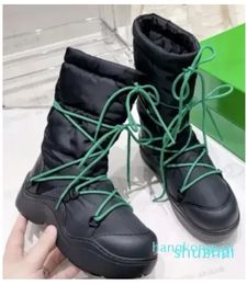 Flatform Lace Up Ankle Black white Green designer booties Nylon waterproof breathable sneakers women Medium Mountaineering