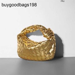 BottegassVenetas Bags Jodie Gold and Silver Woven Dumpling Bag Cowhide Croissant Holding Dinner Temperament Have Logo