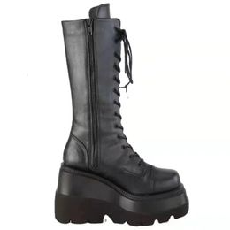 Rain Boots Winter Boots Women Platform Shoes Booties Rain Combat Military Short Leather Black Rock Punk Goth Lolita Clearance Offers 230927