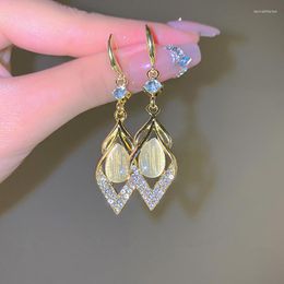 Dangle Earrings Fashion Trend Unique Design Elegant Exquisite Light Luxury Rhombus Zircon Female Jewelry Party Premium Gift Wholesale