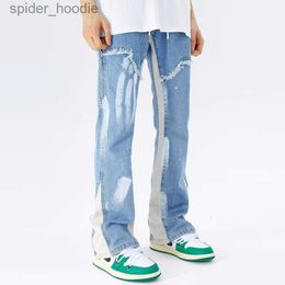 Men's Jeans 2023 Y2K Streetwear Baggy Flare Jeans Cargo Pants Men Clothing DrAWstring Sweatpants Male Denim Trousers Pantalon Homme L230927