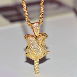 Chaopai Rose Pendant with zircon hiphop Necklace accessories