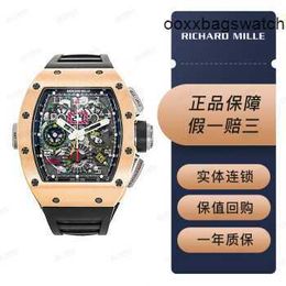 Richardmill Wristwatches Richardmill Mens Watch 18k Rose Gold Large Calendar Chronograph Month Dual Time Zone Automatic Mechanical Luxury Timepiece RM1102 S HBH7