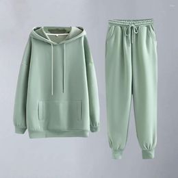 Women's Two Piece Pants Fall Hoodie Set With Drawstring Waist Women Regular Fit Suit Warm Cosy Stylish For Sporty Wear