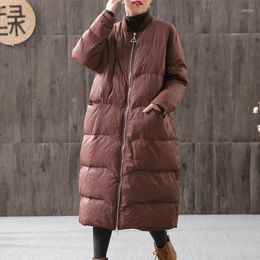 Women's Trench Coats Women Long Down Jacket Winter Clothing Parka Warmth White Duck Snow Korean Streetwear