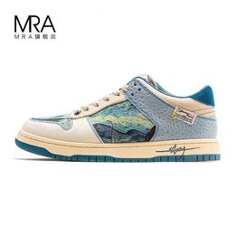 Dress Shoes Maden Starry Night Oil Painting Shoes for Men Original Casual Sneakers Sports Designer Shoes Vintage Footwear Artist's painting 230926