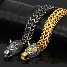 Bangle Vintage Viking Wolf Bracelet Men Stainless Steel Nordic Animal Fashion Punk Biker Amulet Jewelry Gifts Drop 230926