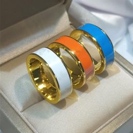 Enamel Ring Red and White Two-tone Ring for Couples High Quality Stainless Steel Plating K Gold Rings Letter Ring Supply292w