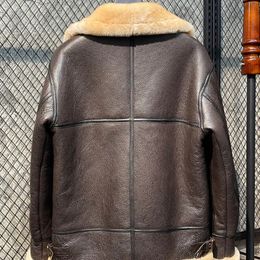 Men's Leather Faux Mens Genuine Jacket Natural Fur Sheepskin Jackets Men Coat Wool Coats Flight Suit Winter Veste Homme SGG 230927