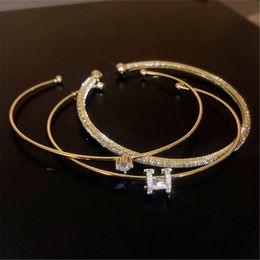 Bangle Three Irregularly Stylish Metal Opening Bracelets For Women Japanese Korean Temperament Girls Jewelry Christmas Gifts 230926
