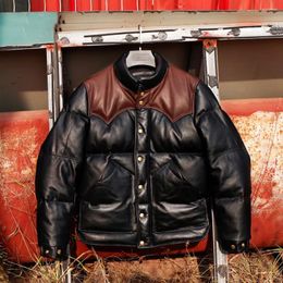 Men's Leather CDDJ2 European Size High Quality Super Warm Genuine Cow Skin Coat Mens Big Casual Cowhide Down Jacket 2 Colours