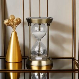 Decorative Objects Figurines 1351015 Minutes European Retro Metal Hourglass Vintage Sand Timer Study Office Ornament Bookshelf Decoration Sandglass 230921