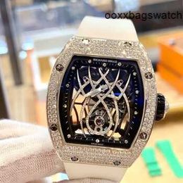 Richardmill Brand Watch Automatic Mechanical Wristwatches Richardmill RM19-01 Manual Mechanical 18k Platinum Original Diamond Women's Watch HBGK