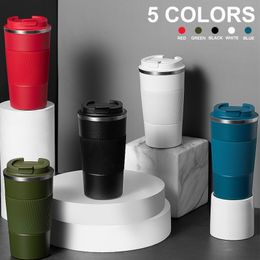 Mugs New Stainless Steel Coffee Cup Thermal Mug Leak-Proof Thermos Double Wall Cafe Non-slip Travel Car Insulated Bottle 230927