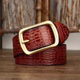 Belts 3.8cm Men Crocodile Pattern Cowskin Belt Material Luxury Cow Leather Designer High Quality