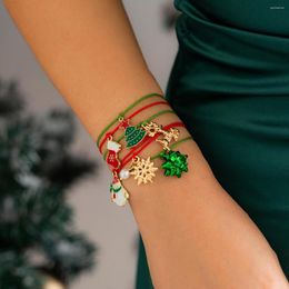 Link Bracelets Christmas Series Santa Claus Charms Bracelet Year Waxy Snowman Snowflake Elk Beaded For Women Kids Jewellery Gifts