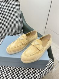 Flat Sole Comfortable Dr Shoes Luxury Designer Shoes Suede Women Fashion Loafers Simple Triangle Buckle High Quality Factory Shoe