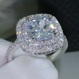 Luxury Womens Fashion Silver Gemstone Engagement Rings For Women Jewellery Simulated Diamond Ring For Wedding2290