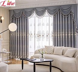 Curtain European Curtains for Living Room Dining Highend Luxury Window Embroidered Yarn Bedroom Villa Valance Decor Sale 230927