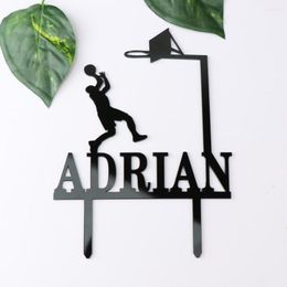 Festive Supplies Custom Name Basketball Happy Birthday Cake Topper Sport Personalized Color Acrylic/Wood Party Decor Supplie