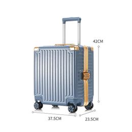 Evening Bags 18 Inch Travel Suitcase Aluminium Frame Boarding Case Mini Password Box Portable Universal Wheel Rolling Luggage Bag 230927