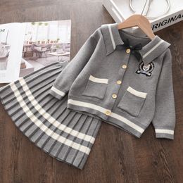 Clothing Sets Bear Leader Baby Girl Casual Winter College style Outfits Clothes Sweater Top Suspender Skirt Fashion 230927