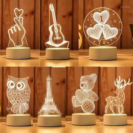 Gift for girlfriend boyfriend 3D Hologram Lamp USB Acrylic Lights party favor anniversary present Valentines day gift1253W