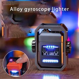 Knife Lighters 2023 New Pulse Double Arc Outdoor Windproof Type-C Charging Electric Lighter Mechanical Alloy Rotary Gyro Decompression Tool N51P