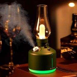 Humidifiers Filterhualv Retro Lamp Air Humidifier Aroma Diffuser with 1200mAh Lithium Battery Essential Oil Diffuser Aromatherapy Diffuser YQ230927
