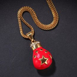 Fashion-Hip Hop Pendant Necklace American Chinese Flag Pendant Necklace Fashion Boxing Gloves Necklace Jewelry3069