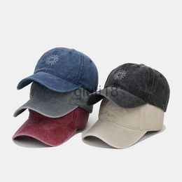 Ball Caps 6 Colours Embroidered Sun Vintage Washed Cotton Baseball Cap Men Women Outdoor x0927