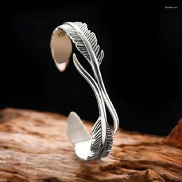 Bangle Original Leaf Feather Couple & Bracelet Gothic Punk Design Women Men Tibetan Bracelets Silver Color Jewelry Gifts